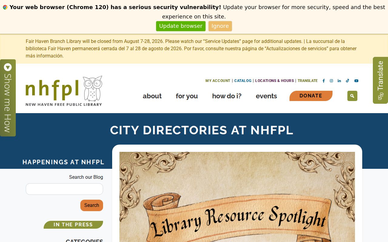 New Haven Free Public Library guide to regional city directories used for West Haven research