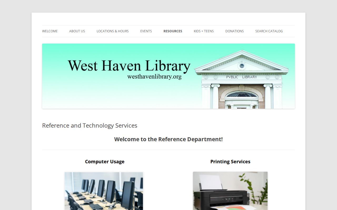 West Haven Public Library reference and genealogy access page