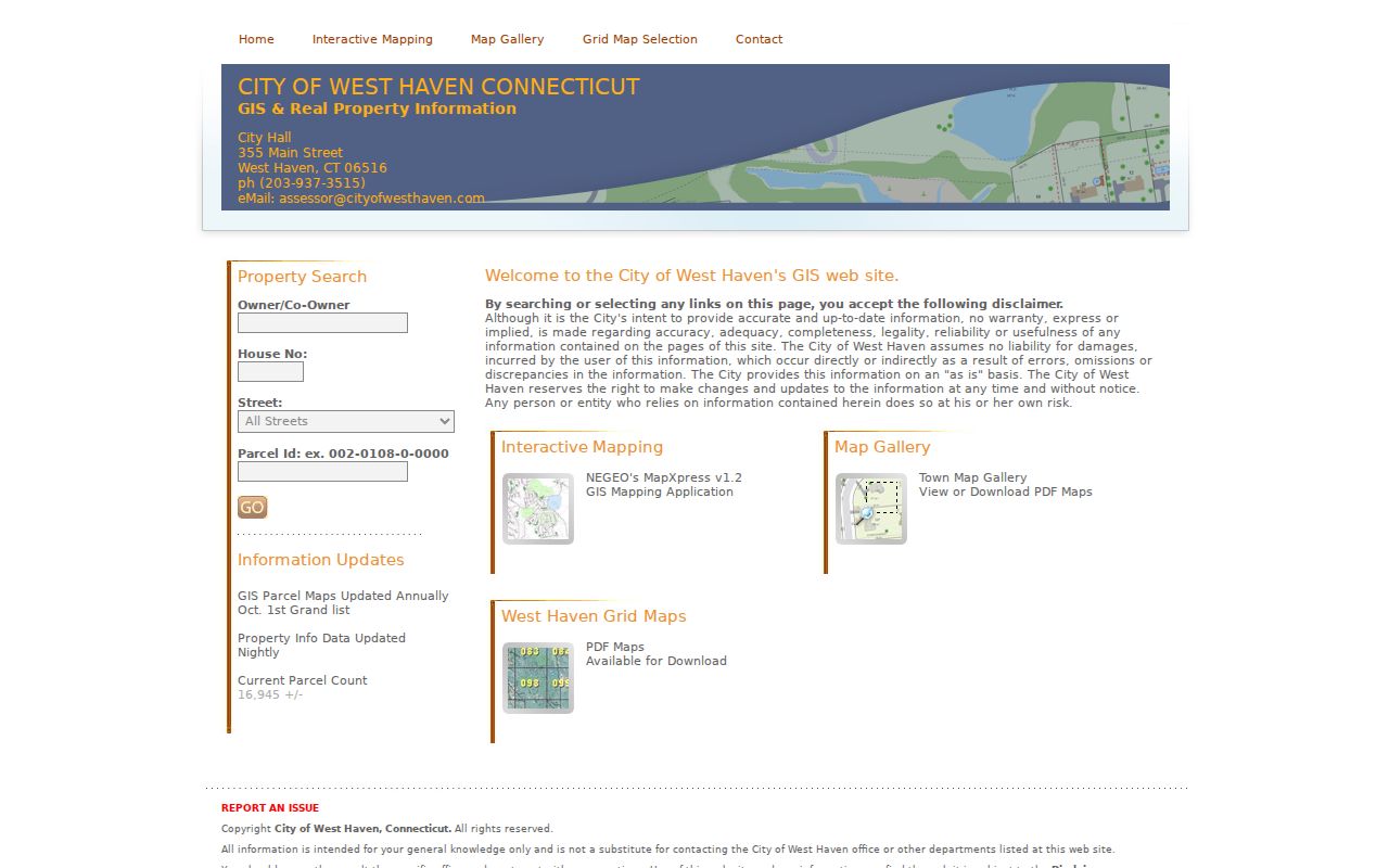 West Haven residents directory MapXpress property search fields
